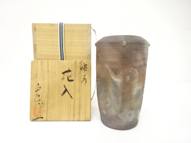 JAPANESE TEA CEREMONY / BIZEN WARE HANAIRE FLOWER VASE / ARTISAN WORK